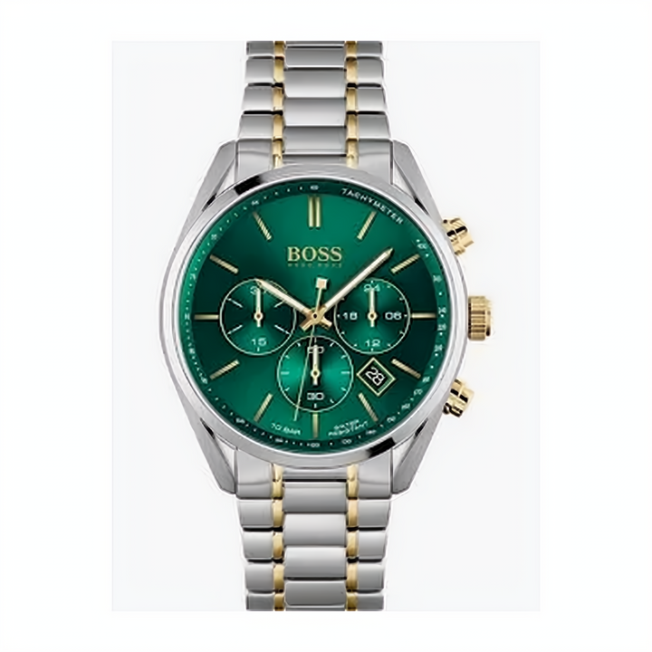 Hugo Boss Champion 1513878 Green Two-Tone Chronograph Watch
