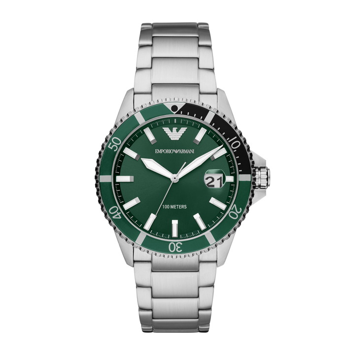 Emporio Armani Mens Chronograph - Green Split Bezel