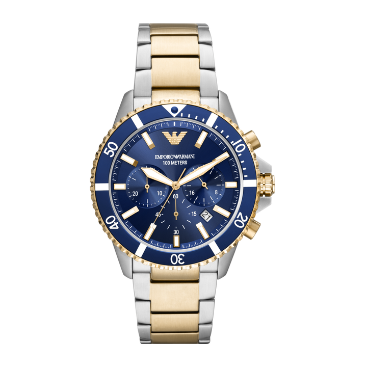 Emporio Armani Mens Chronograph - 2 Tone Blue