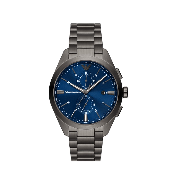 Emporio Armani Claudio - Gunmetal Grey Strap - Blue face