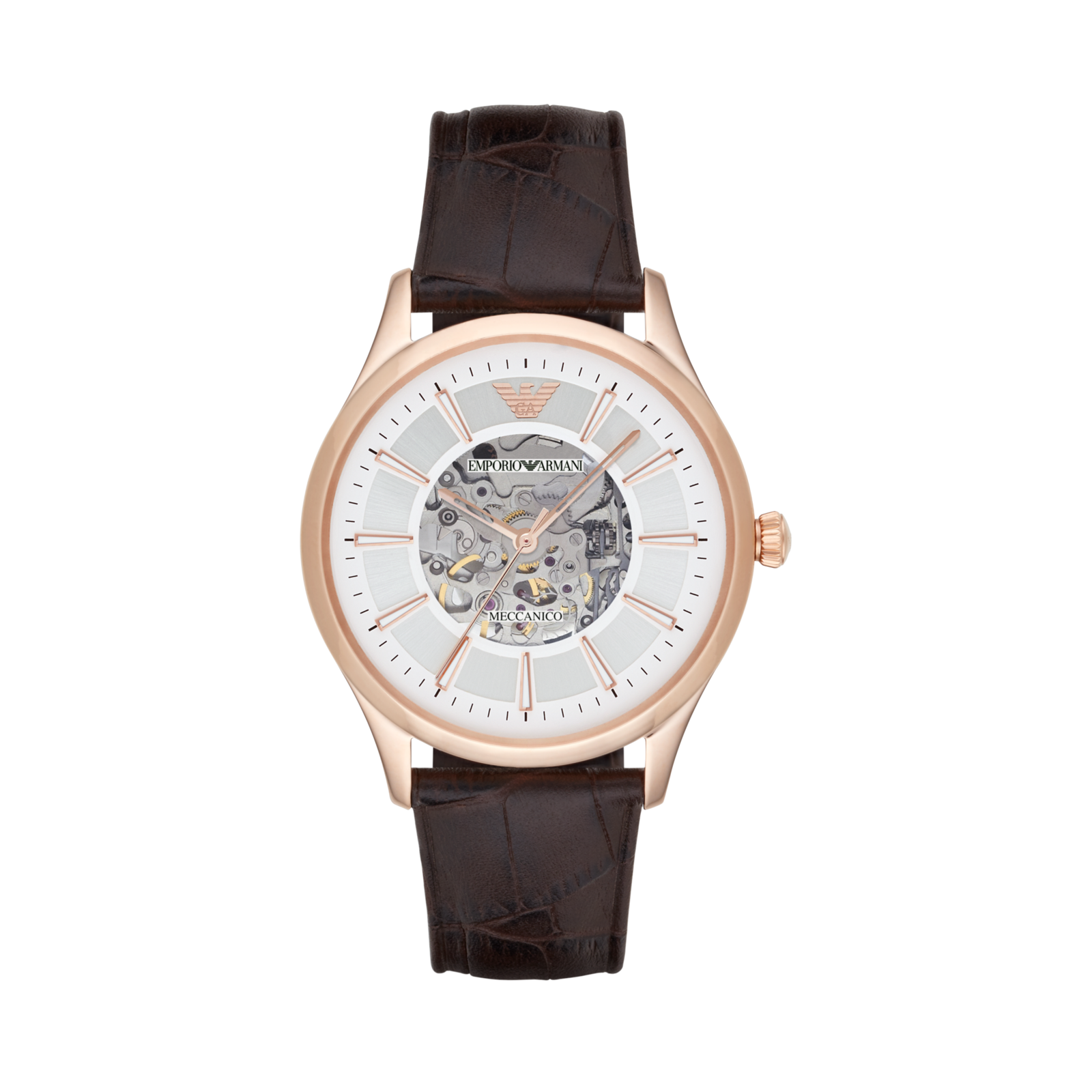 Emporio Armani Meccanico Automatic watch - Steel/Gold - Leather strap – AR2073